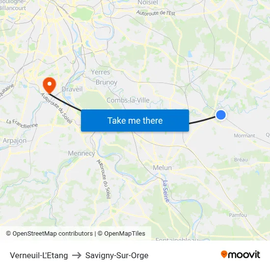 Verneuil-L'Etang to Savigny-Sur-Orge map