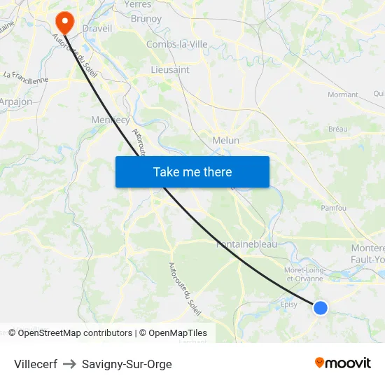 Villecerf to Savigny-Sur-Orge map