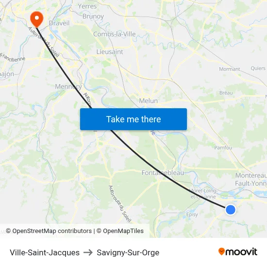 Ville-Saint-Jacques to Savigny-Sur-Orge map