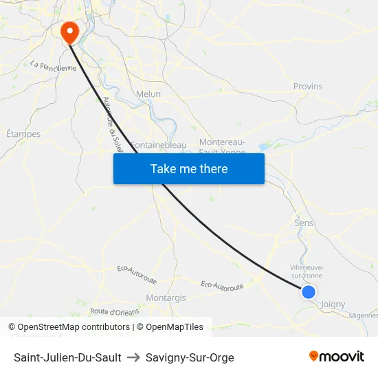 Saint-Julien-Du-Sault to Savigny-Sur-Orge map