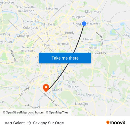 Vert Galant to Savigny-Sur-Orge map