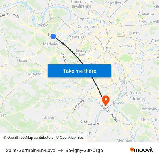 Saint-Germain-En-Laye to Savigny-Sur-Orge map
