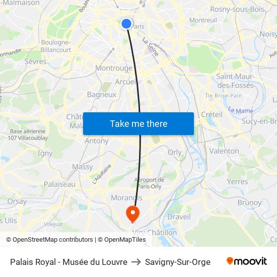 Palais Royal - Musée du Louvre to Savigny-Sur-Orge map
