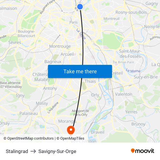 Stalingrad to Savigny-Sur-Orge map