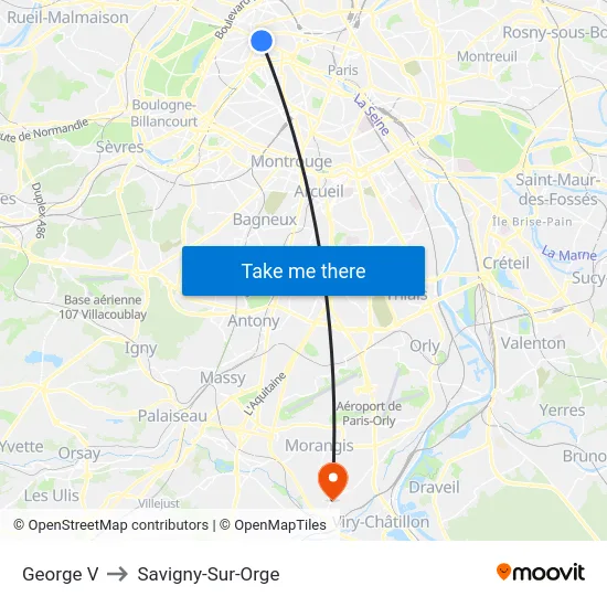 George V to Savigny-Sur-Orge map