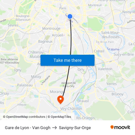 Gare de Lyon - Van Gogh to Savigny-Sur-Orge map