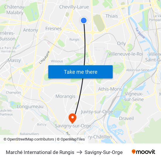 Marché International de Rungis to Savigny-Sur-Orge map