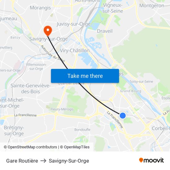 Gare Routière to Savigny-Sur-Orge map