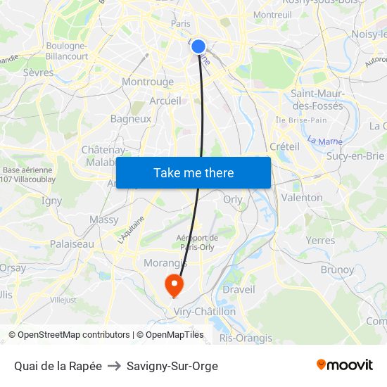 Quai de la Rapée to Savigny-Sur-Orge map