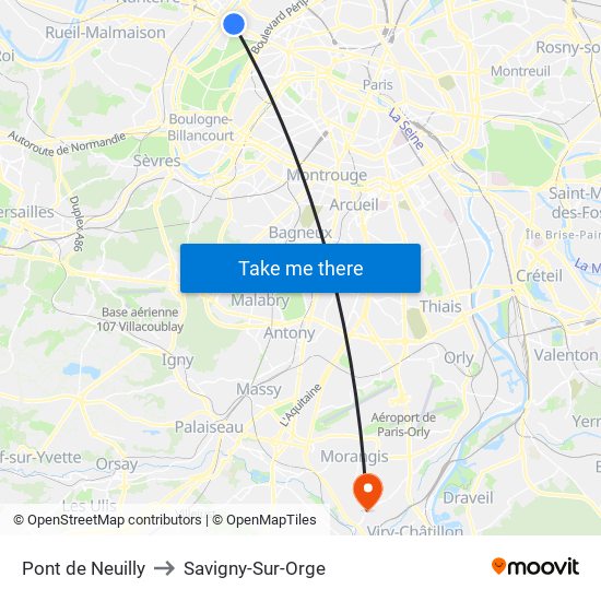 Pont de Neuilly to Savigny-Sur-Orge map