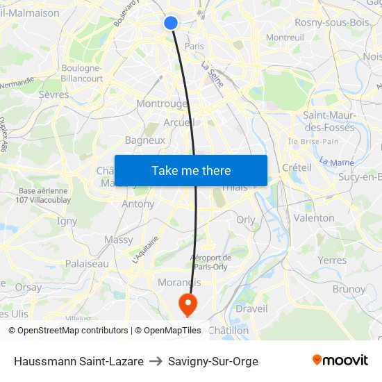 Haussmann Saint-Lazare to Savigny-Sur-Orge map