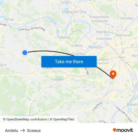 Andelu to Sceaux map
