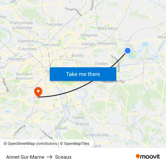 Annet-Sur-Marne to Sceaux map