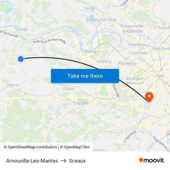 Arnouville-Les-Mantes to Sceaux map