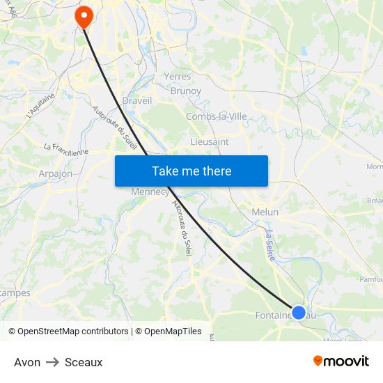 Avon to Sceaux map