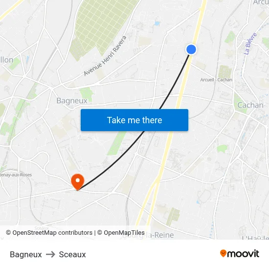 Bagneux to Sceaux map