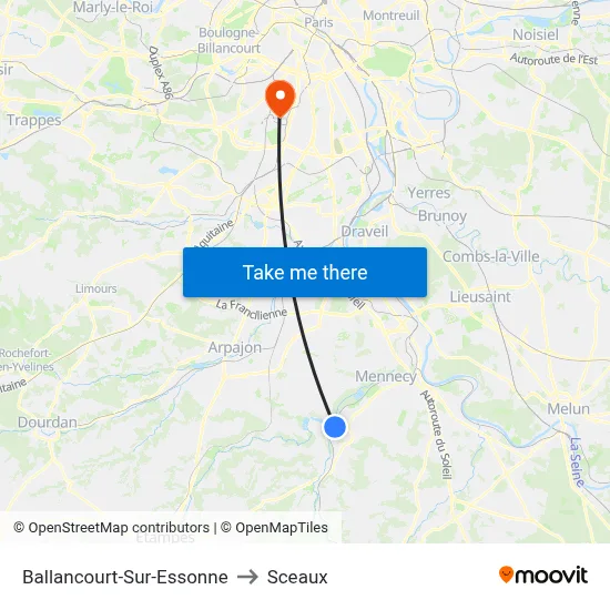 Ballancourt-Sur-Essonne to Sceaux map