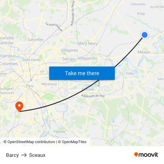 Barcy to Sceaux map