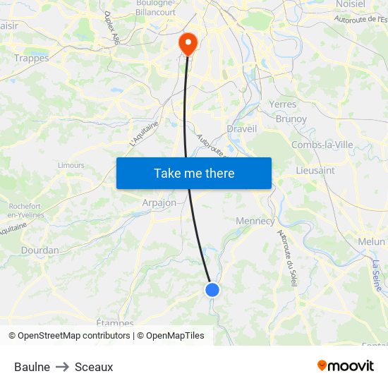 Baulne to Sceaux map