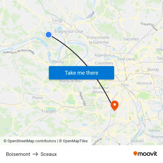 Boisemont to Sceaux map