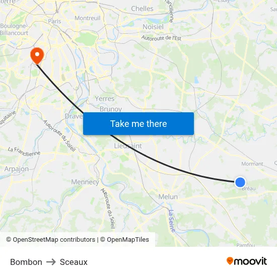 Bombon to Sceaux map