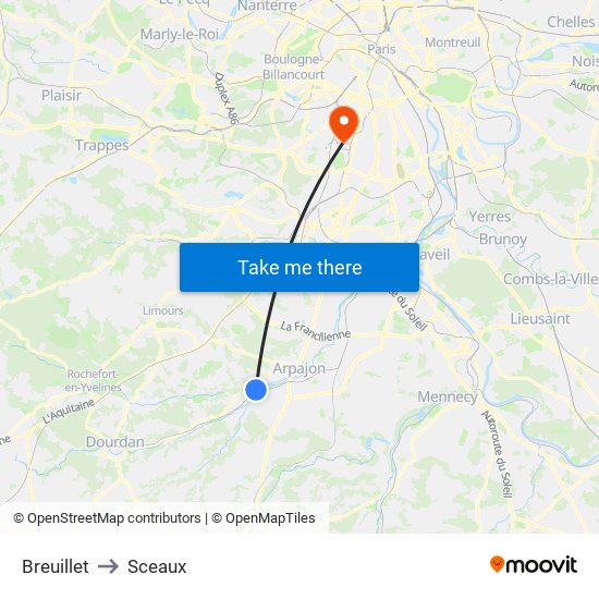 Breuillet to Sceaux map