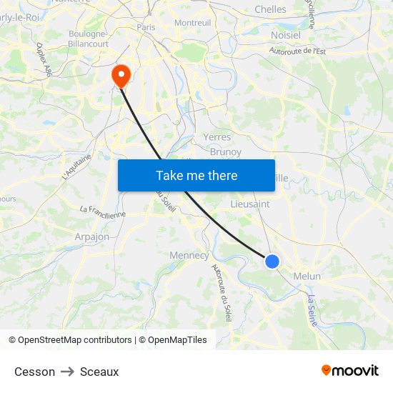 Cesson to Sceaux map