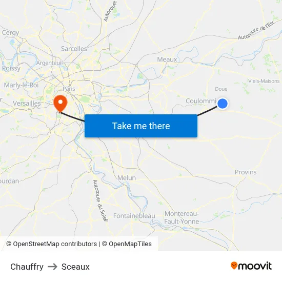 Chauffry to Sceaux map