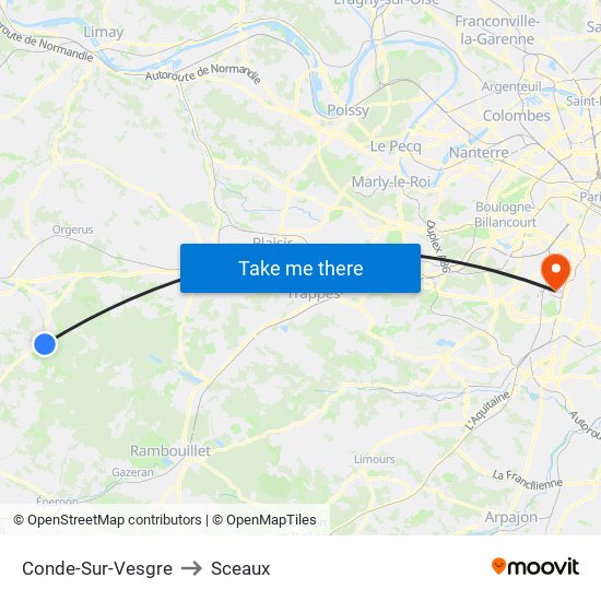 Conde-Sur-Vesgre to Sceaux map