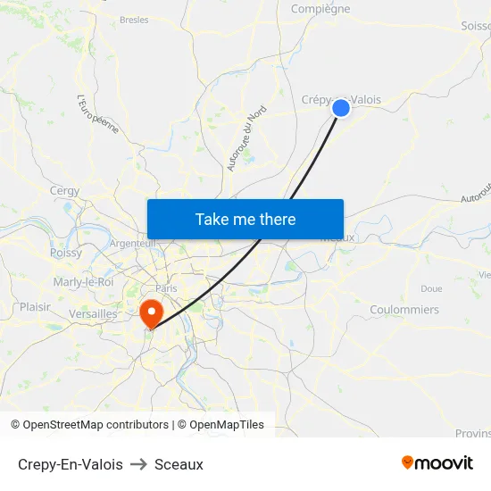 Crepy-En-Valois to Sceaux map