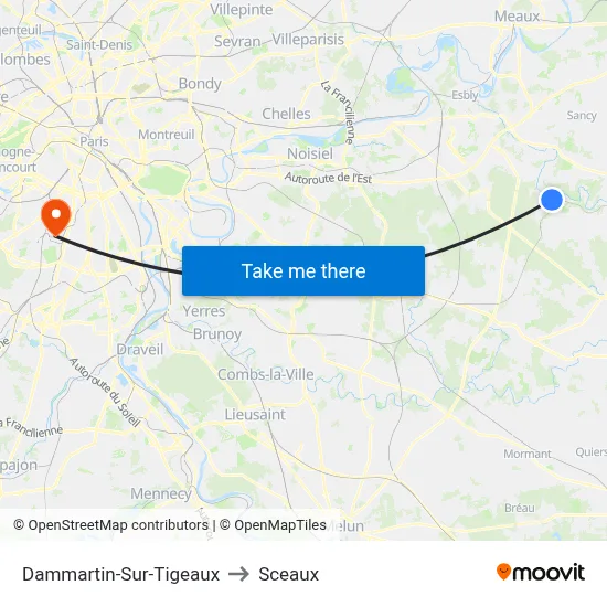 Dammartin-Sur-Tigeaux to Sceaux map