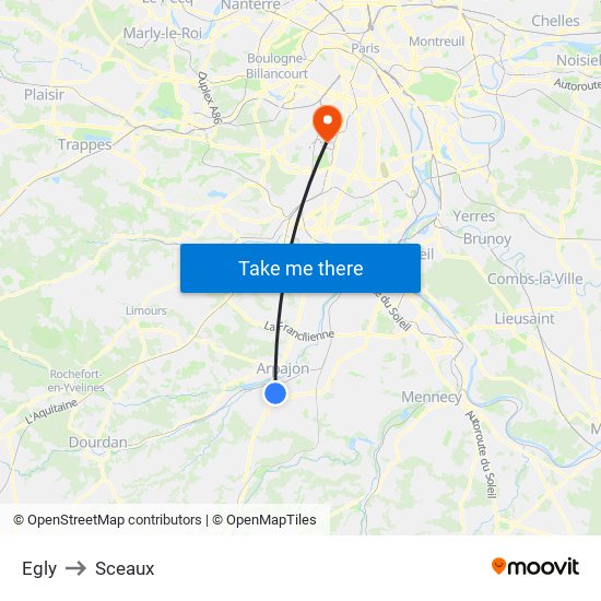 Egly to Sceaux map