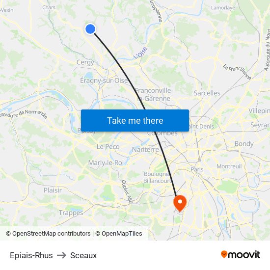 Epiais-Rhus to Sceaux map