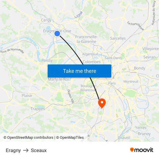 Eragny to Sceaux map