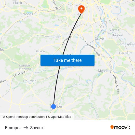 Etampes to Sceaux map