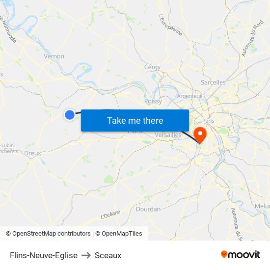 Flins-Neuve-Eglise to Sceaux map