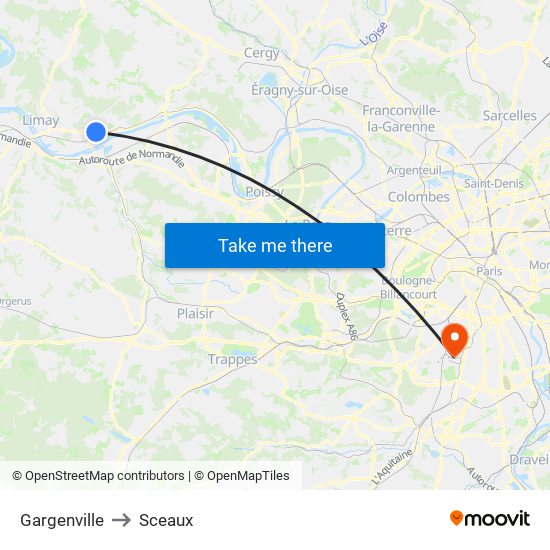 Gargenville to Sceaux map