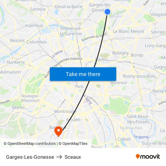 Garges-Les-Gonesse to Sceaux map