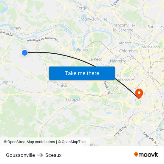 Goussonville to Sceaux map