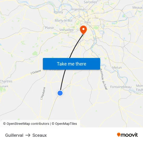 Guillerval to Sceaux map