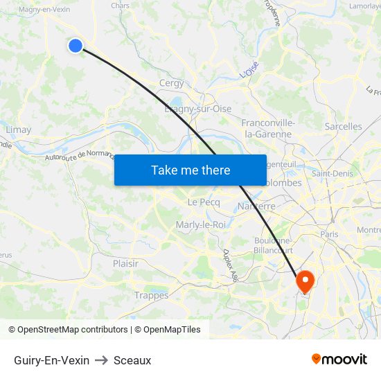 Guiry-En-Vexin to Sceaux map
