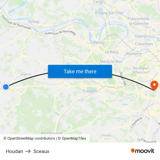 Houdan to Sceaux map