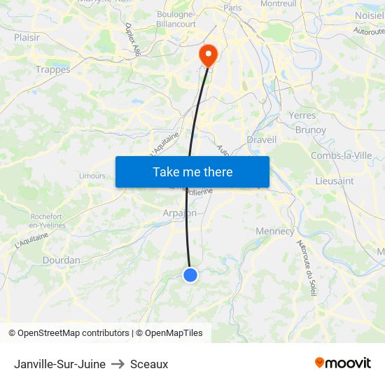 Janville-Sur-Juine to Sceaux map