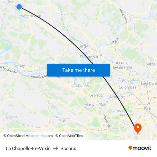 La Chapelle-En-Vexin to Sceaux map