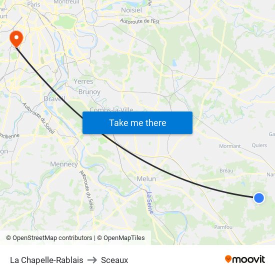 La Chapelle-Rablais to Sceaux map