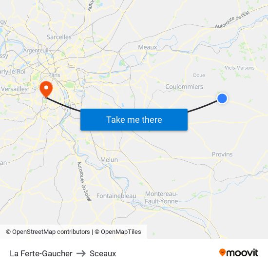La Ferte-Gaucher to Sceaux map