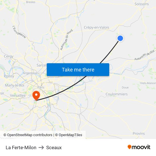 La Ferte-Milon to Sceaux map