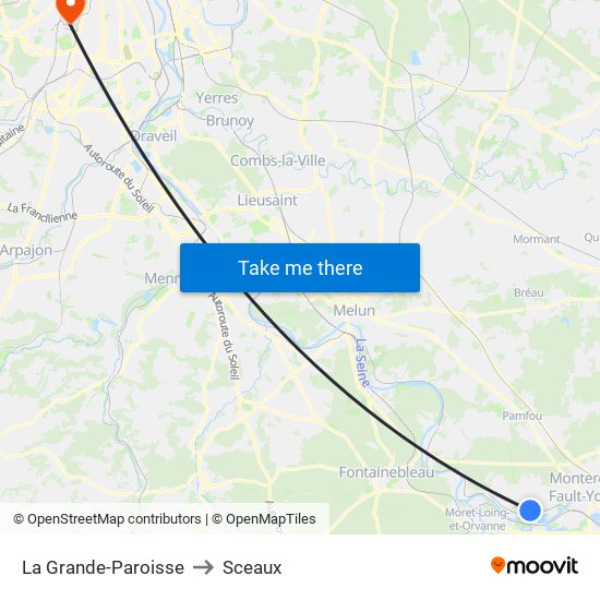 La Grande-Paroisse to Sceaux map