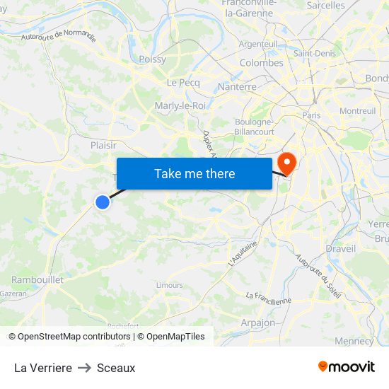 La Verriere to Sceaux map