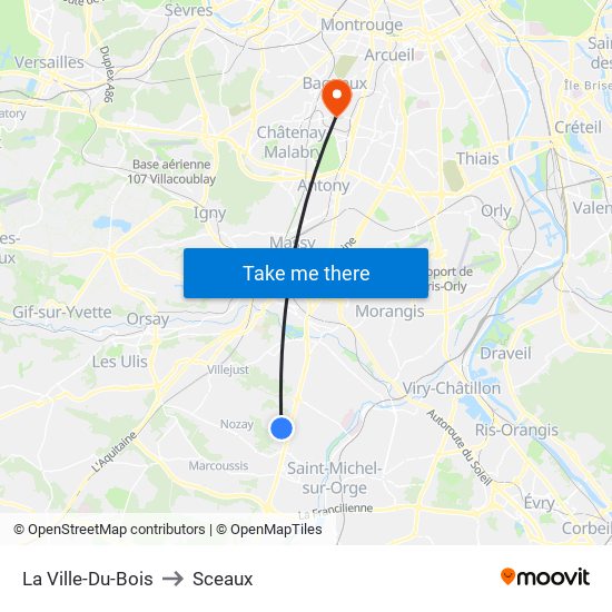 La Ville-Du-Bois to Sceaux map